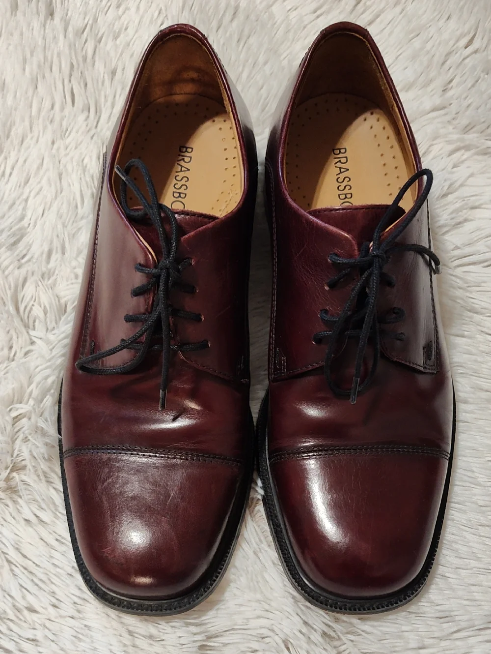 Brass Boot Mens Leather Cap Toe Oxfords Oxblood Florsheim Vero Cuoio Size 8.5